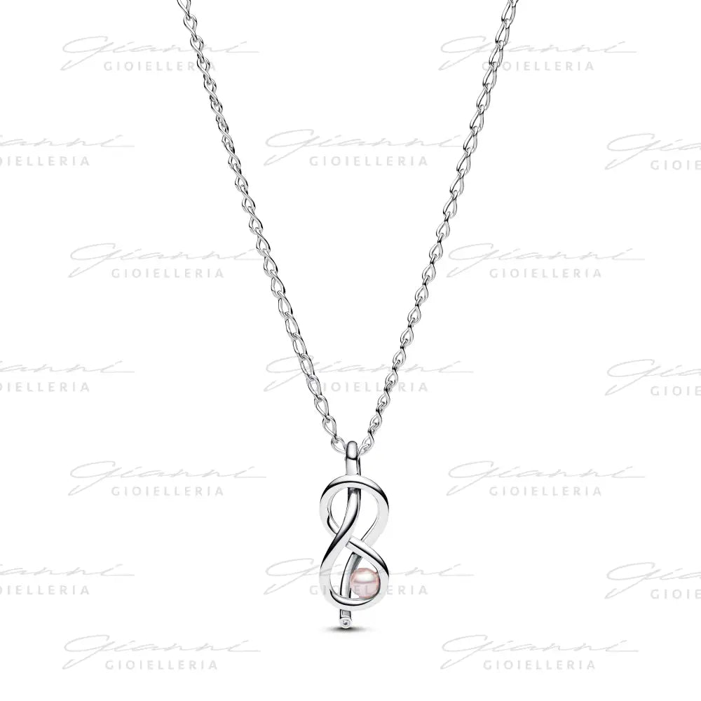 Collana Pandora - Legame Infinito con Perla Rosa Artificiale Charm