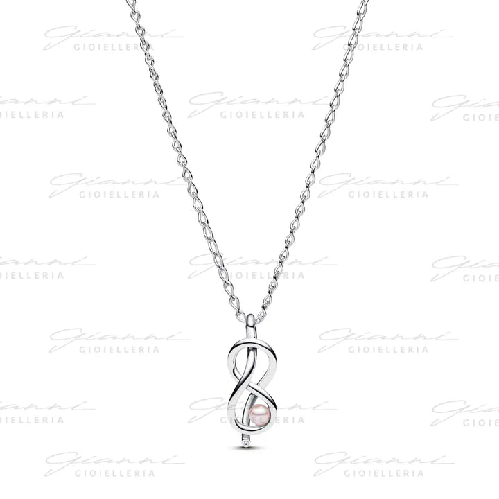 Collana Pandora - Legame Infinito con Perla Rosa Artificiale Charm
