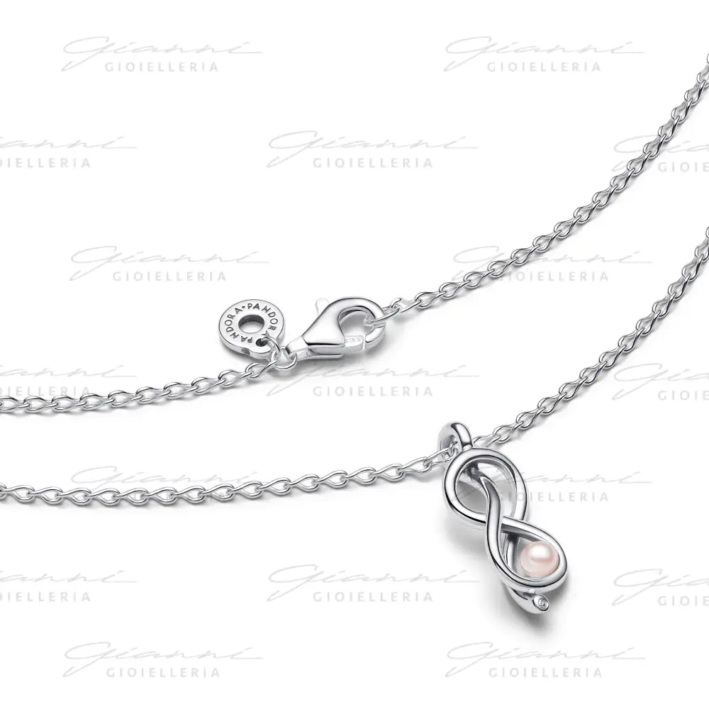 Collana Pandora - Legame Infinito con Perla Rosa Artificiale Charm