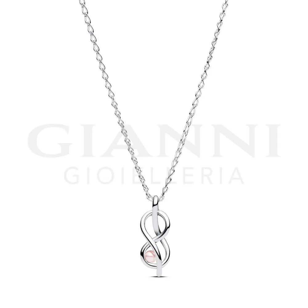 Collana Pandora - Legame Infinito con Perla Rosa Artificiale Charm