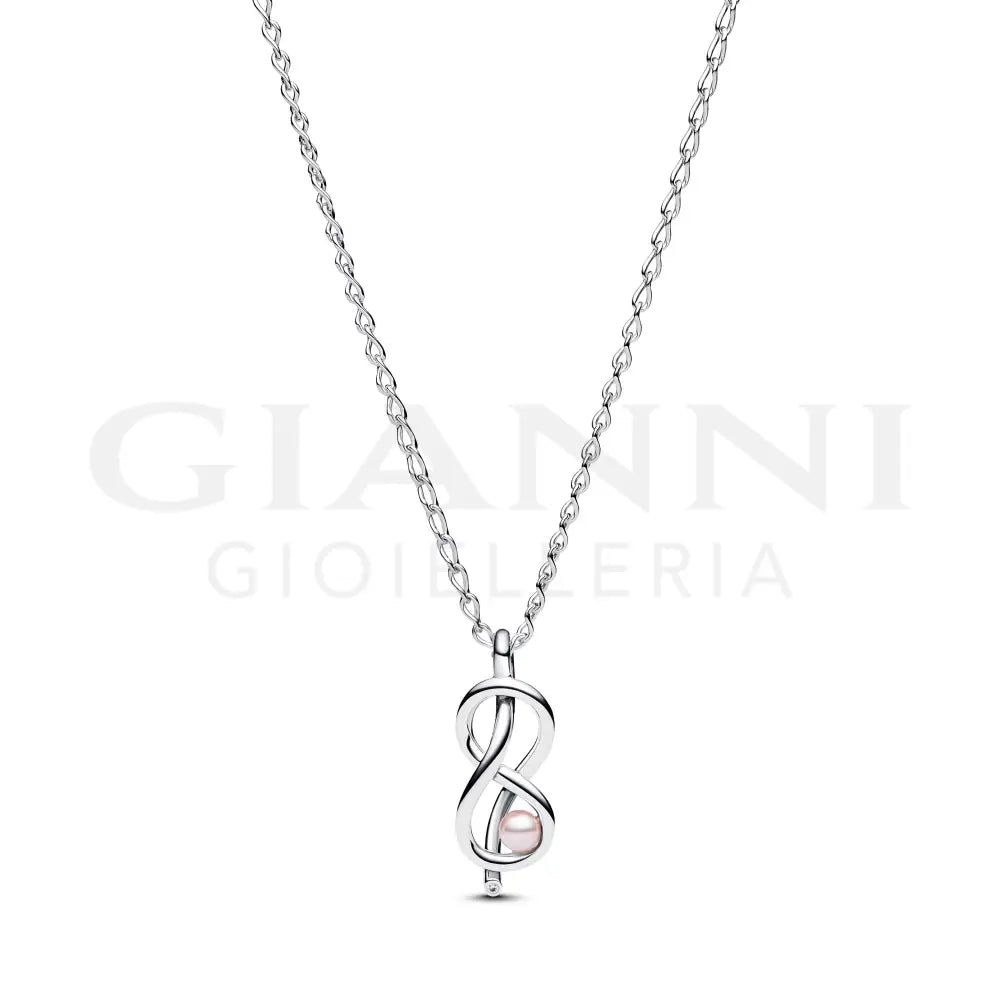 Collana Pandora - Legame Infinito con Perla Rosa Artificiale Charm