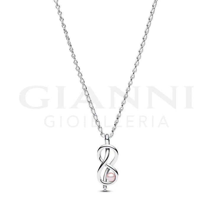 Collana Pandora - Legame Infinito con Perla Rosa Artificiale Charm