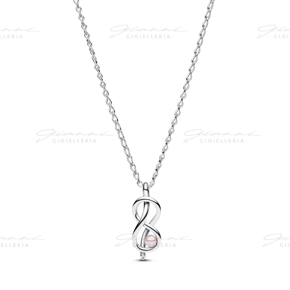 Collana Pandora - Legame Infinito con Perla Rosa Artificiale Charm