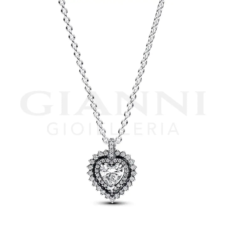 Collana Pandora - Punto Luce Cuore e Pavè 45 cm Collane