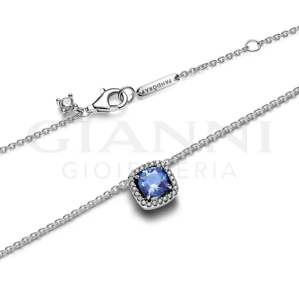 Collana Pandora - Punto Luce Quadrato Blu 45 cm Collane
