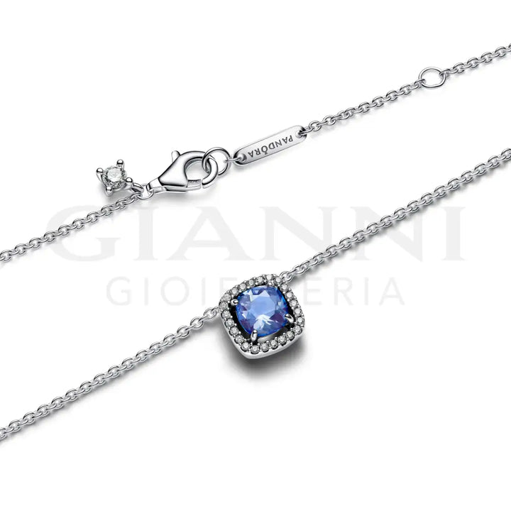 Collana Pandora - Punto Luce Quadrato Blu 45 cm Collane