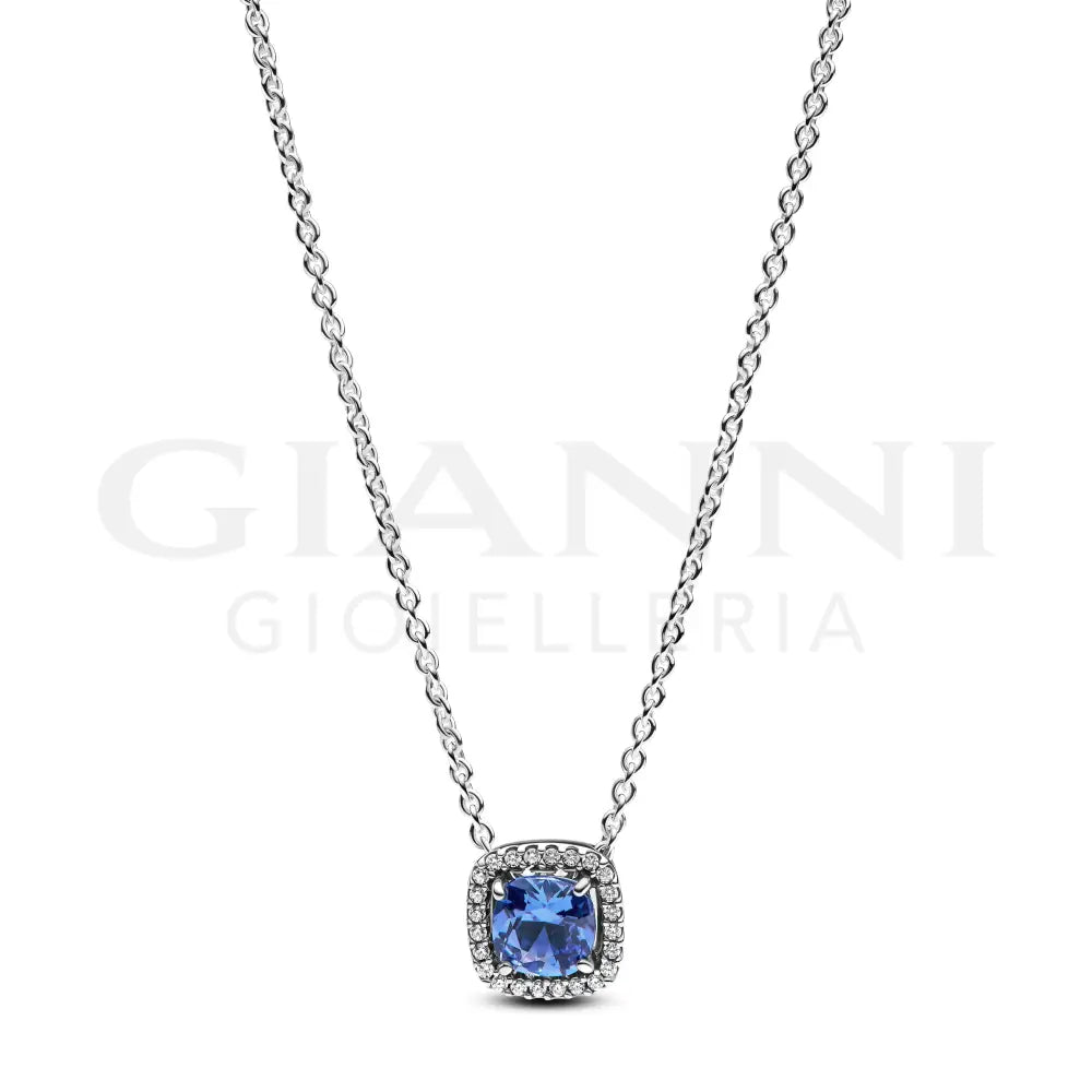 Collana Pandora - Punto Luce Quadrato Blu 45 cm Collane