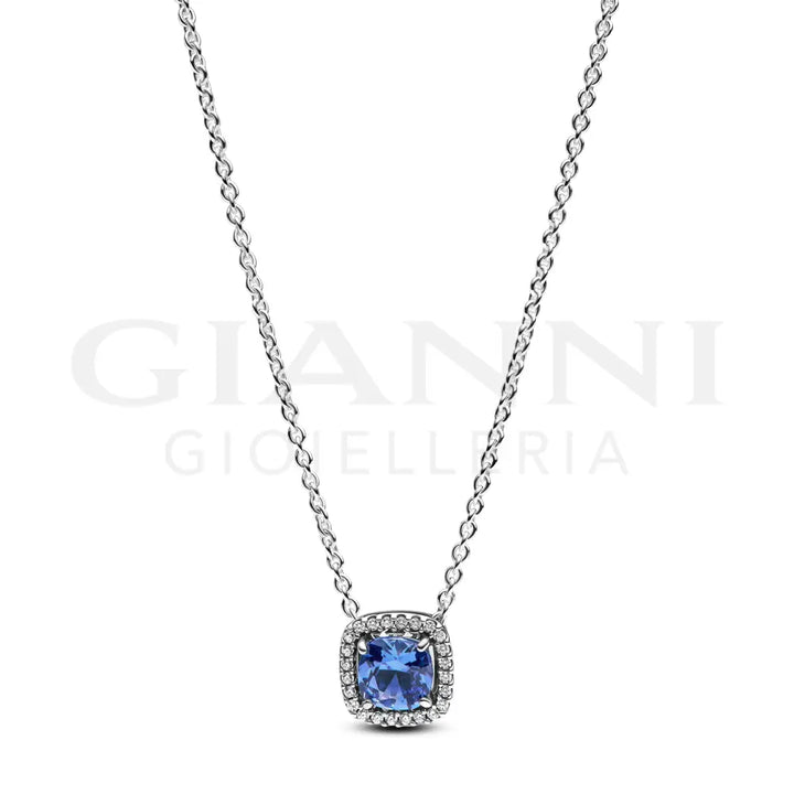 Collana Pandora - Punto Luce Quadrato Blu 45 cm Collane