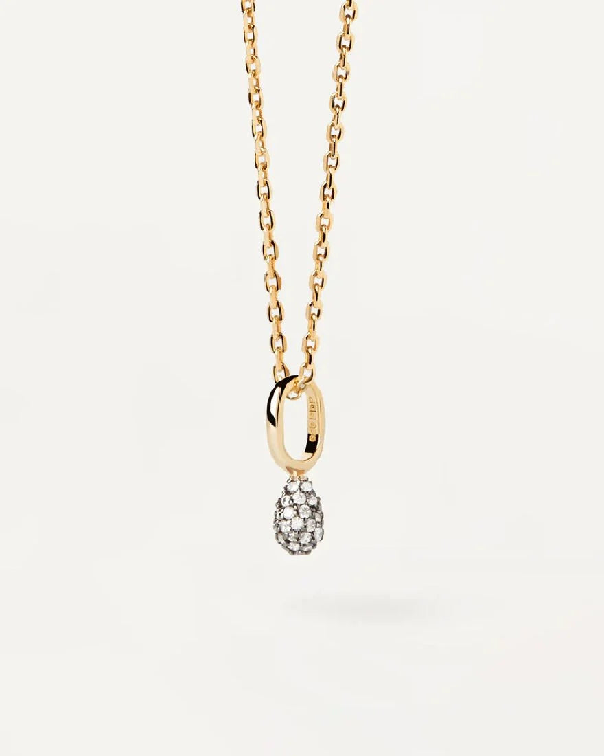 Collana Pdpaola - Argento dorato con ciondolo a goccia con pavé