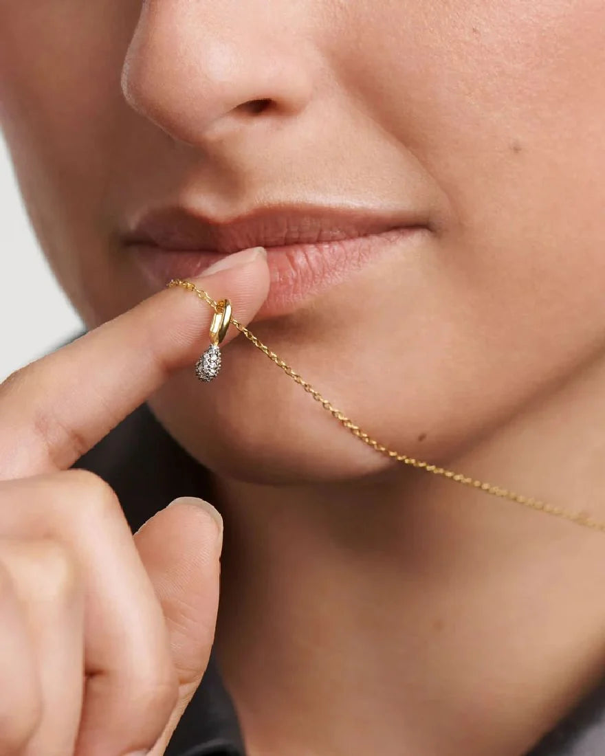 Collana Pdpaola - Argento dorato con ciondolo a goccia con pavé