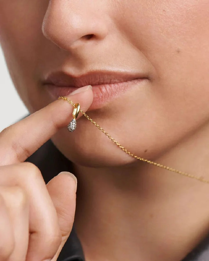 Collana Pdpaola - Argento dorato con ciondolo a goccia con pavé