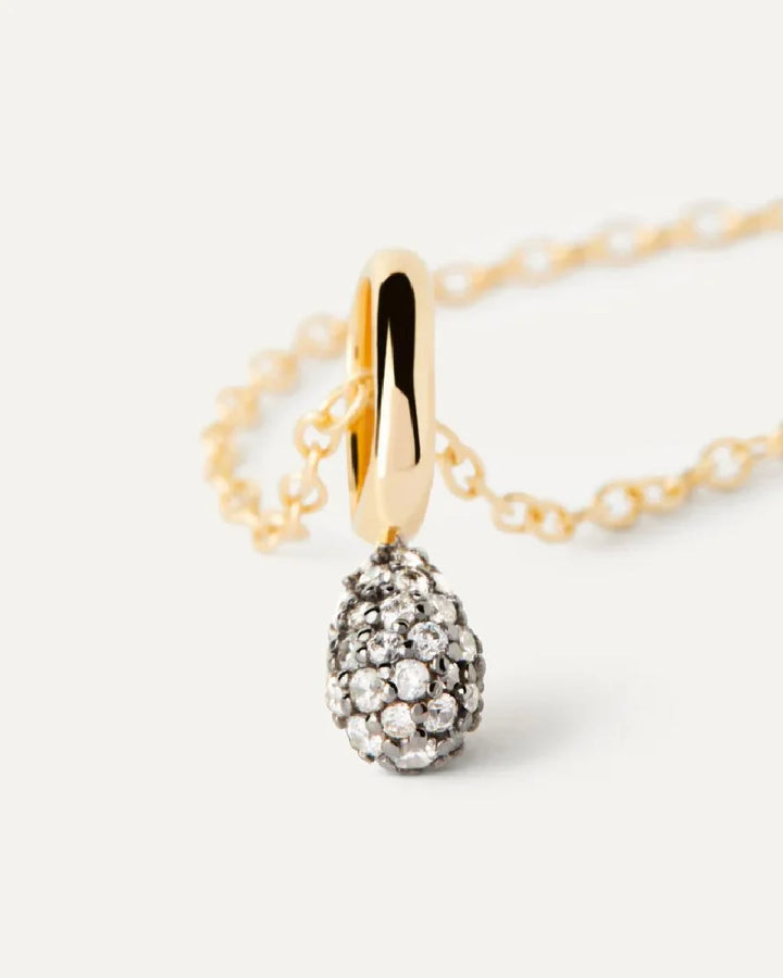 Collana Pdpaola - Argento dorato con ciondolo a goccia con pavé