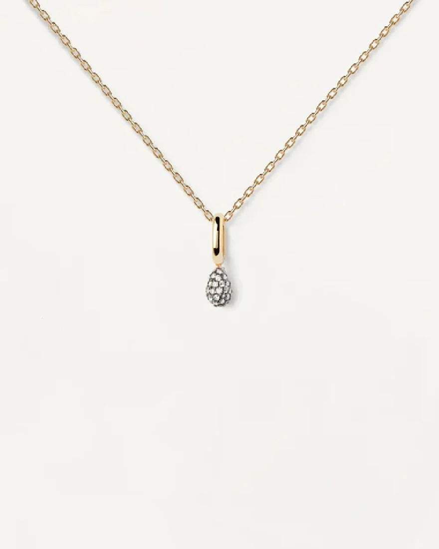 Collana Pdpaola - Argento dorato con ciondolo a goccia con pavé