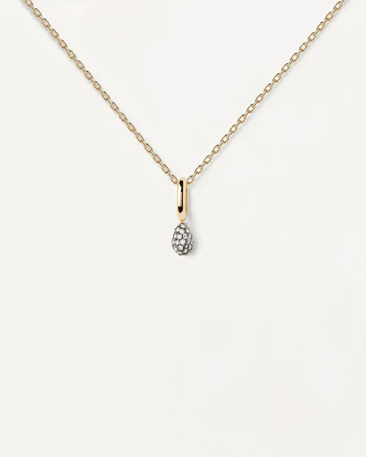 Collana Pdpaola - Argento dorato con ciondolo a goccia con pavé