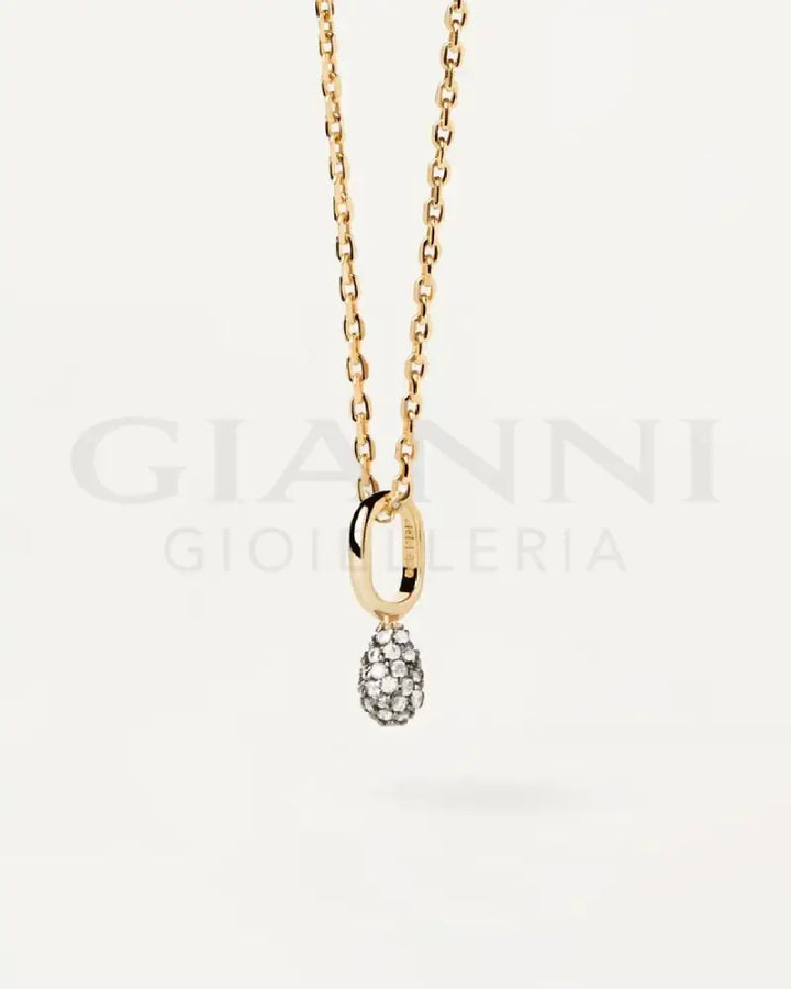 Collana Pdpaola - Argento dorato con ciondolo a goccia con pavé - Collane