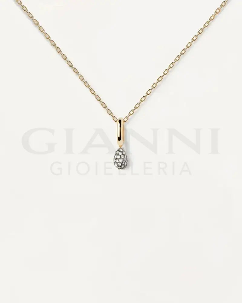 Collana Pdpaola - Argento dorato con ciondolo a goccia con pavé - Collane