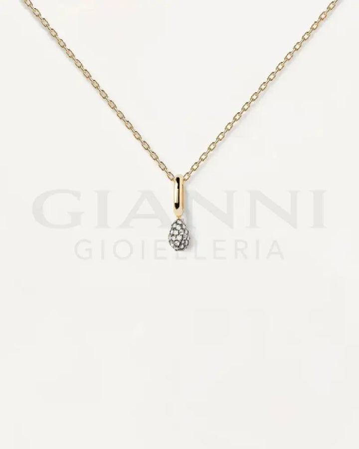 Collana Pdpaola - Argento dorato con ciondolo a goccia con pavé - Collane
