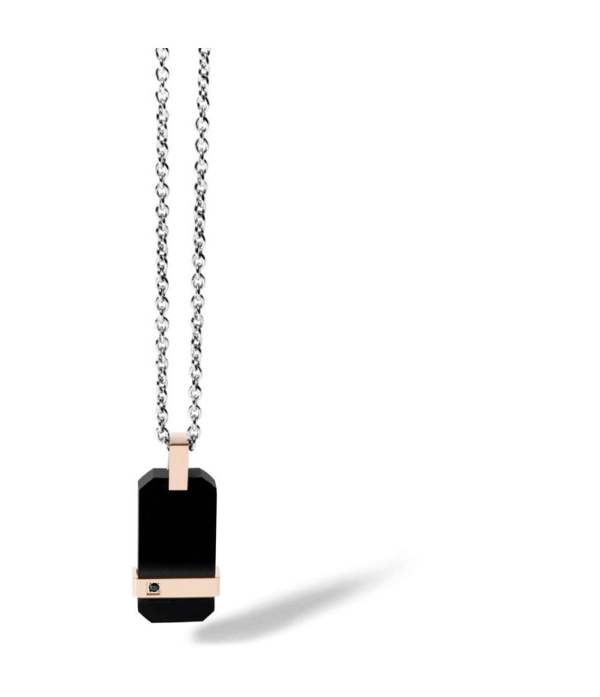 Girocollo Comete - Piastra Pvd Nero e Rosa e Spinello Nero