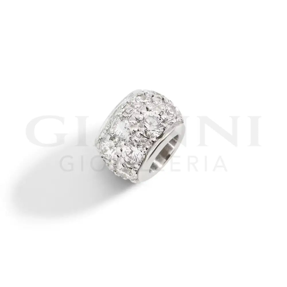 Componente DoDo - Rondelle oro bianco & diamanti Charm