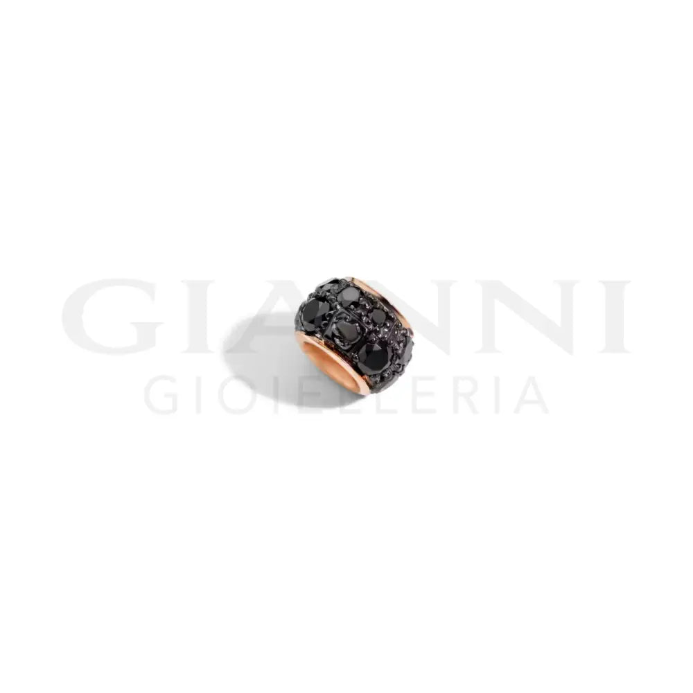 Componente DoDo - Rondelle oro rosa & diamanti black Charm