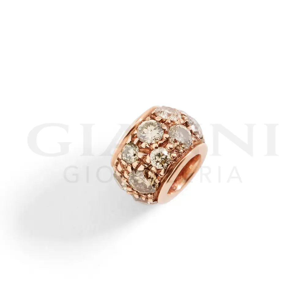 Componente DoDo - Rondelle oro rosa & diamanti brown Charm