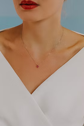 Girocollo Comete - Topazio Rosa in Oro Bianco e Rosè