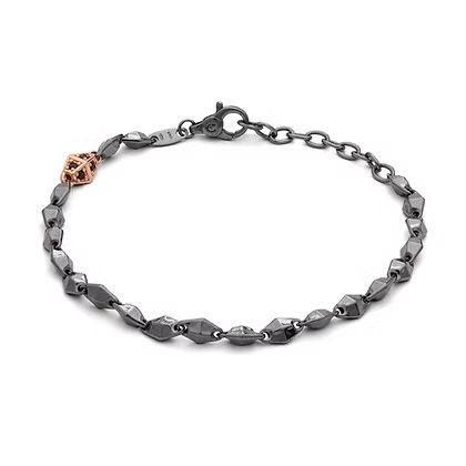 Bracciale Comete - Argento Brunito e Oro Rosè con Zirconi