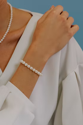 Bracciale Comete - Perle Coltivate di 5,5/6 mm in Oro Bianco