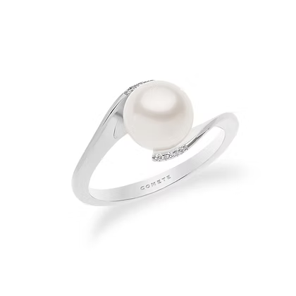 Anello Comete - Valentin in Oro Bianco con Perla e Diamanti