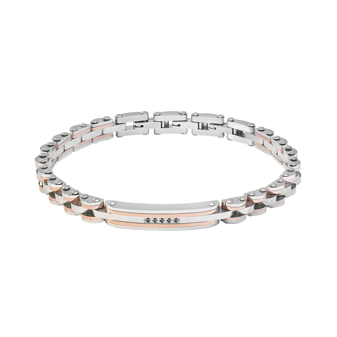 Bracciale Comete - Acciaio con Pvd Rosè e Zirconi