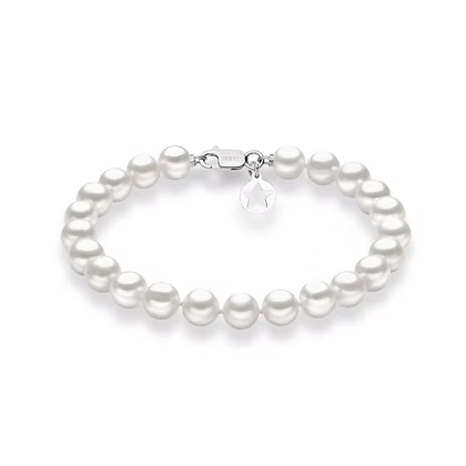 Bracciale Comete - Perle Coltivate di 5,5/6 mm in Oro Bianco