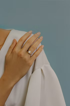 Anello Comete - Valentin in Oro Bianco con Perla e Diamanti