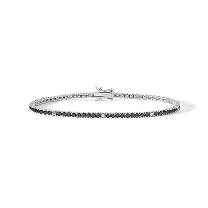 Bracciale Comete - Tennis in Argento con zirconi neri e bianchi