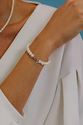 Bracciale Comete - Perle Coltivate di 5,5/6 mm in Oro Bianco