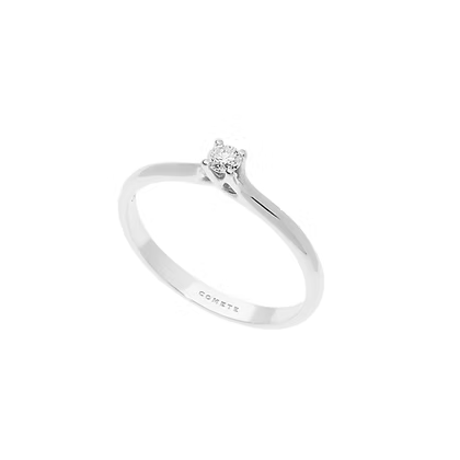 Anello Comete - Solitario Intreccio in Oro Bianco