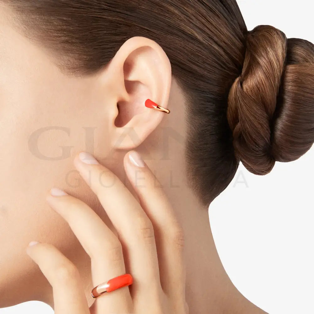 Earcuff DoDo - Rondelle argento dorato & smalto Orecchini