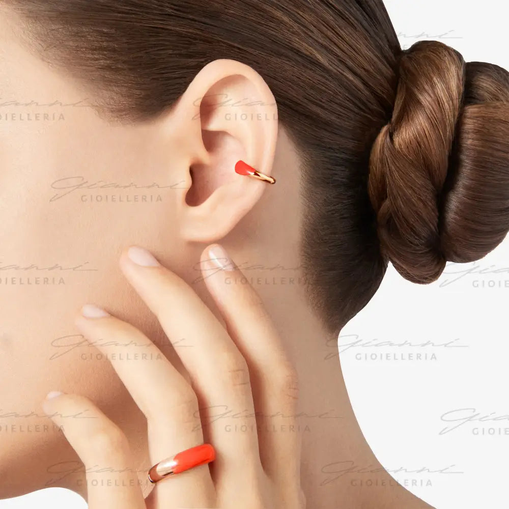 Earcuff DoDo - Rondelle argento dorato & smalto Orecchini