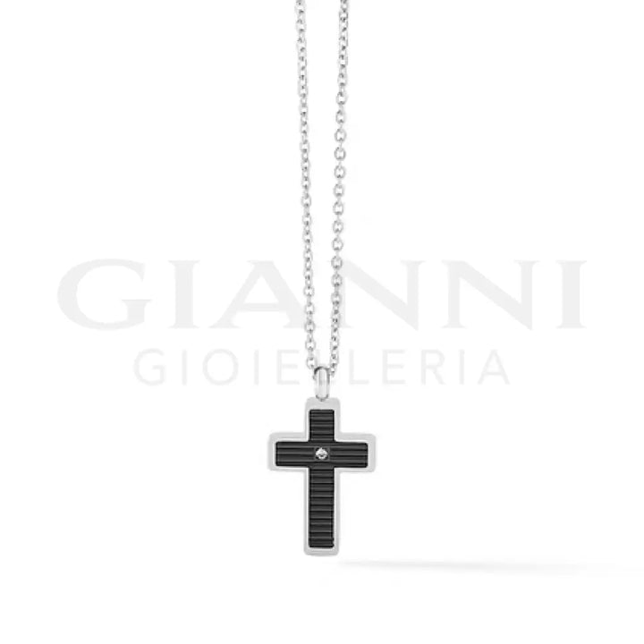 Girocollo Comete - Croce in Acciaio e Pvd nero - Collane
