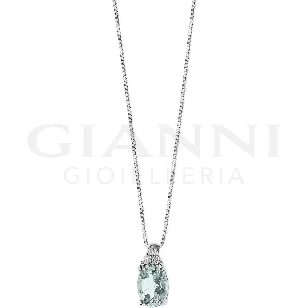 Girocollo Comete - Fantasia Acquamarina Ovale e Diamanti - Collane