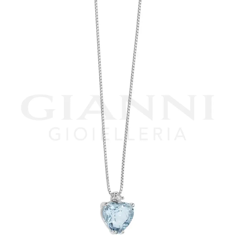 Girocollo Comete - Fantasia Cuore con Acquamarina e Diamante - Collane