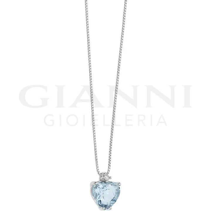 Girocollo Comete - Fantasia Cuore con Acquamarina e Diamante - Collane