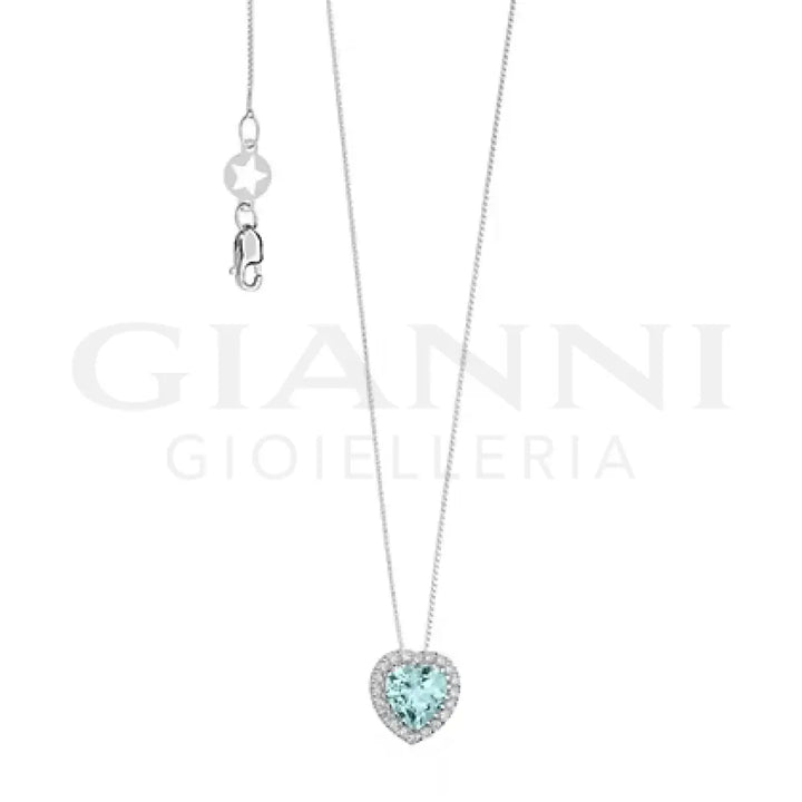 Girocollo Comete - Fantasia Cuore con Acquamarina e Diamanti - Collane