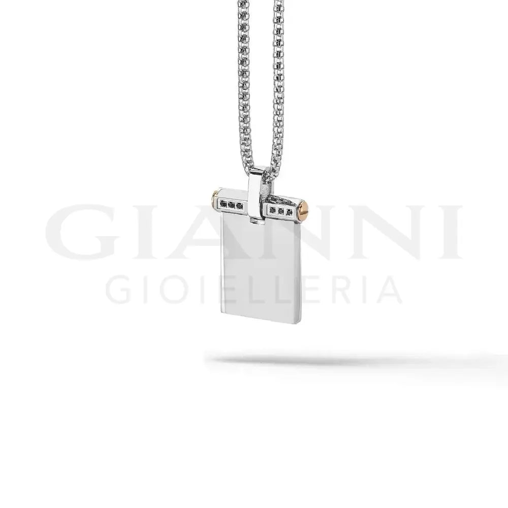 Girocollo Comete - Piastrina Pendente in Pvd e Diamanti - Collane
