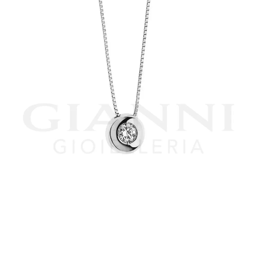 Girocollo Comete - Punto Luce in Oro Bianco e Diamante 0,01 ct. - Collane