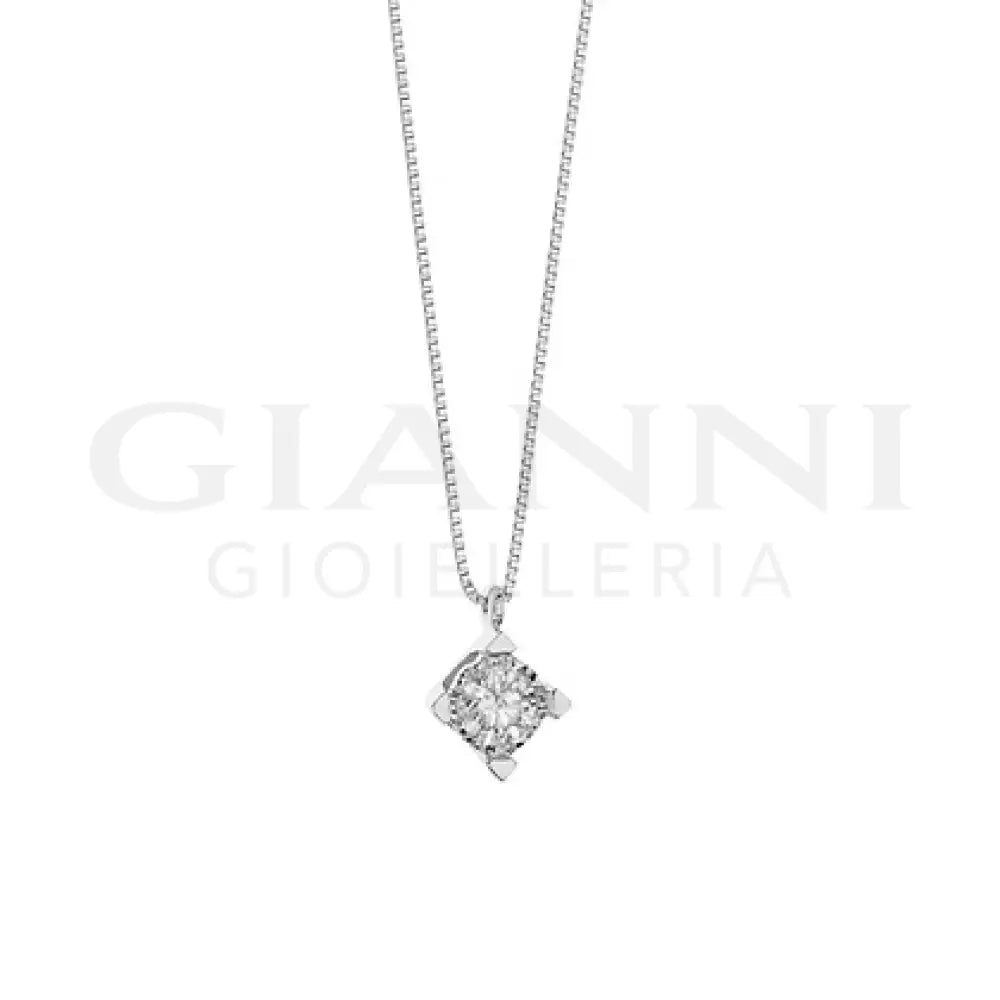 Girocollo Comete - Punto Luce in Oro Bianco e Diamante 0,03 ct. - Collane