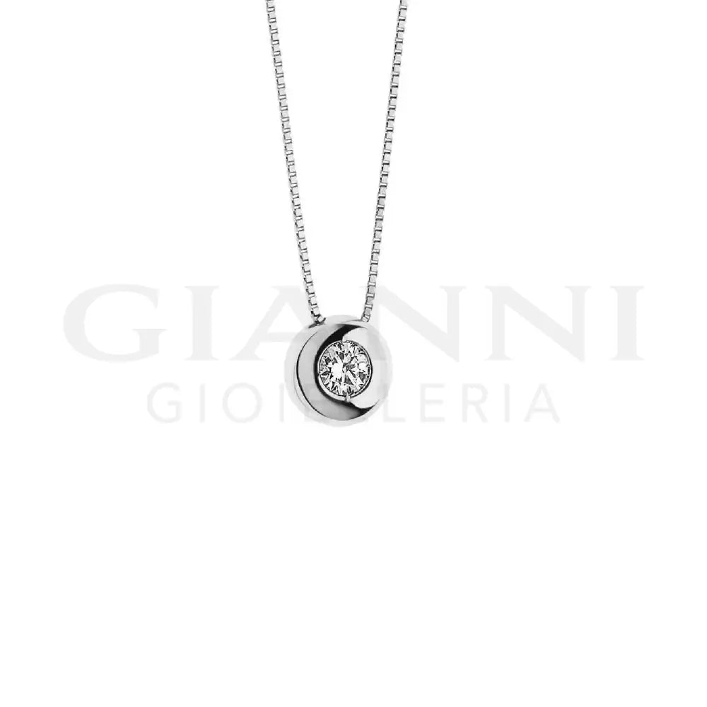 Girocollo Comete - Punto Luce in Oro Bianco e Diamante 0,03 ct. - Collane