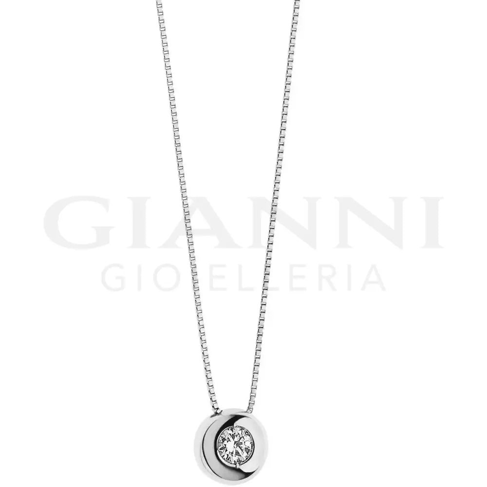 Girocollo Comete - Punto Luce in Oro Bianco e Diamante 0,05 ct. - Collane