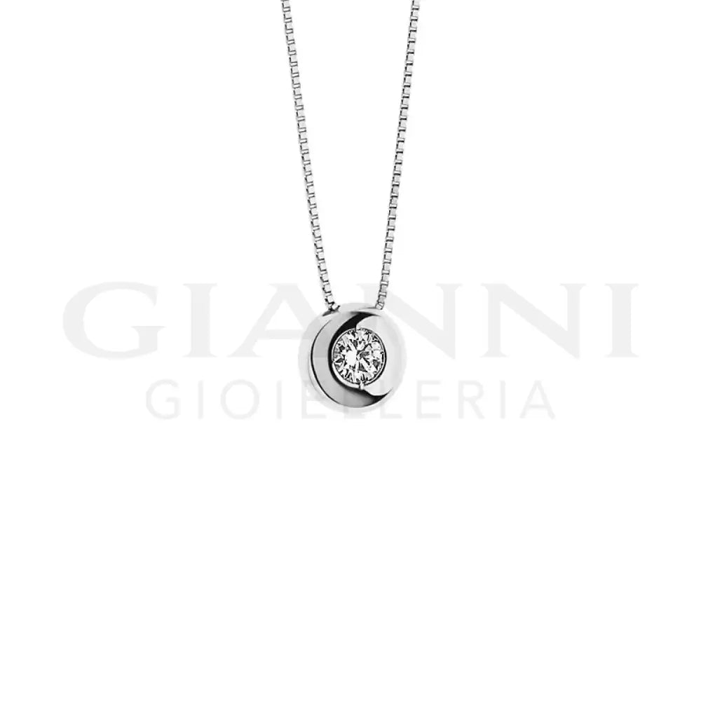 Girocollo Comete - Punto Luce in Oro Bianco e Diamante 0,09 ct. - Collane