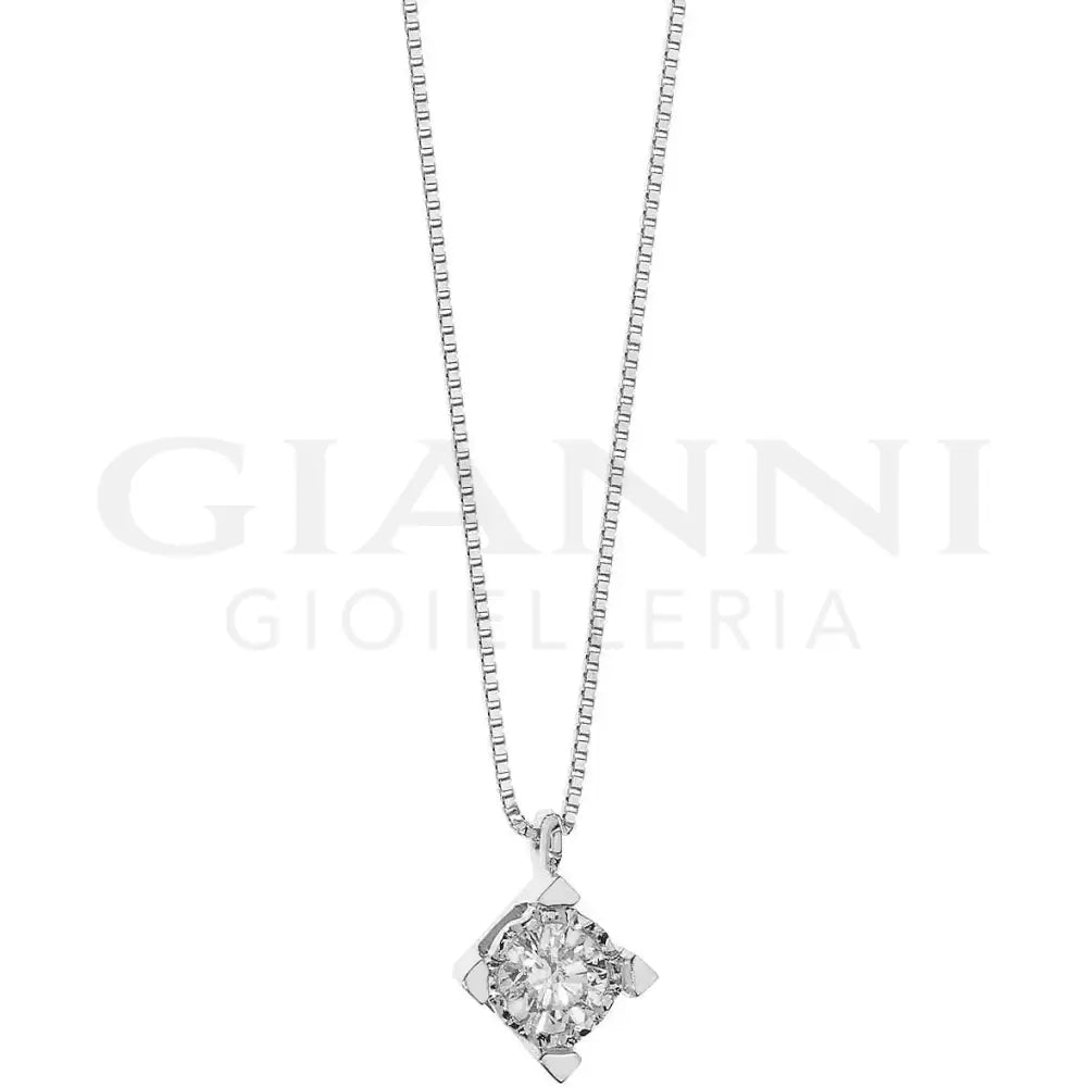 Girocollo Comete - Punto Luce in Oro Bianco e Diamante 0,09 ct. - Collane
