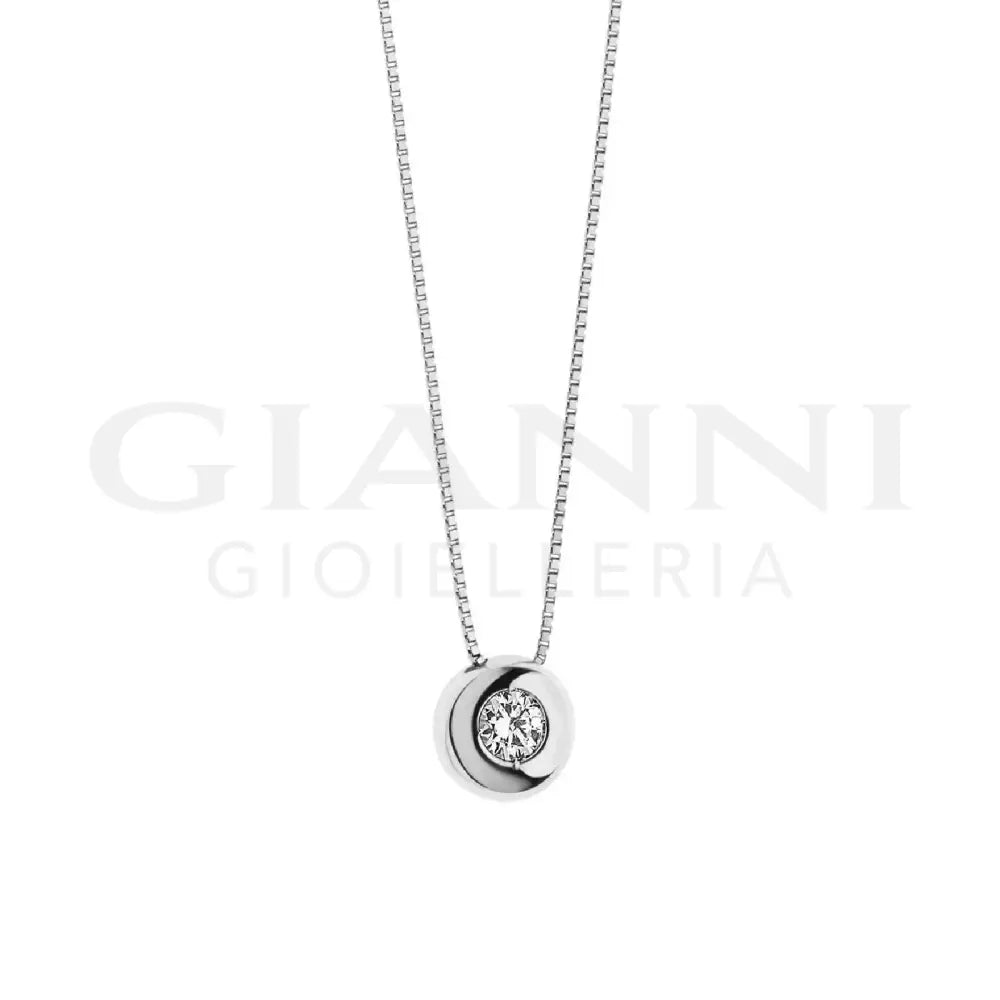 Girocollo Comete - Punto Luce in Oro Bianco e Diamante 0,12 ct. - Collane